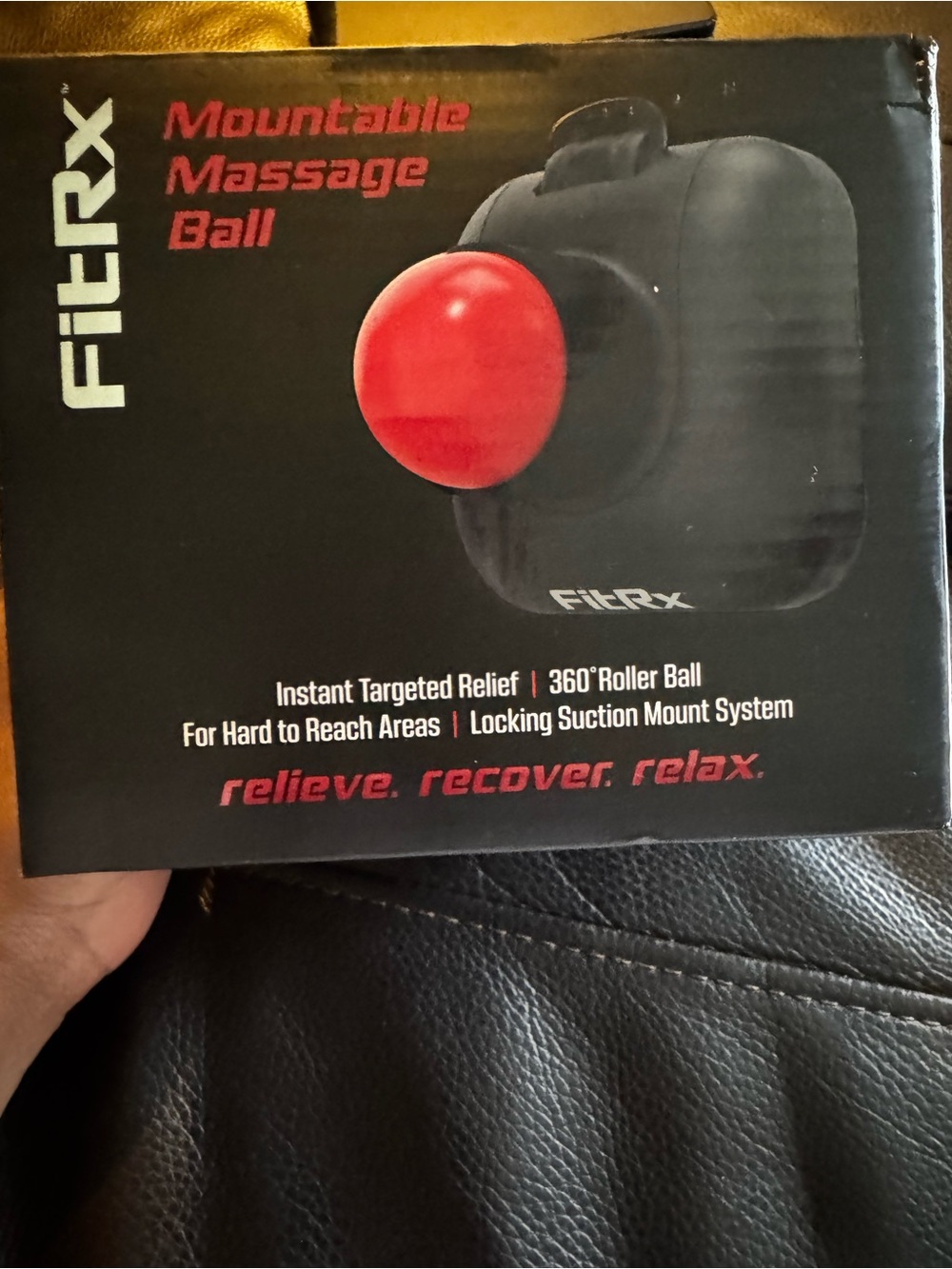 FitRx Mountable Massage Ball - Black with Red Ball